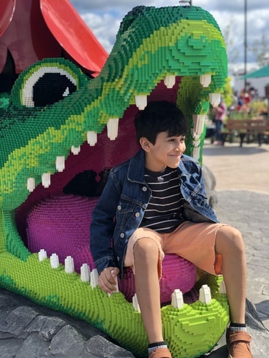 Mark with a lego alligator at legoland